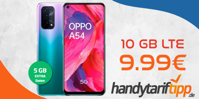 Oppo A54 5G mit 10GB LTE nur 9,99€ monatlich - nur 13 Euro Zuzahlung und kein Anschlusspreis