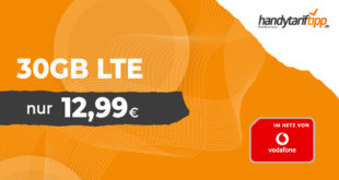 30 GB LTE Allnet Flat im Vodafone Netz nur 12,99€ monatlich