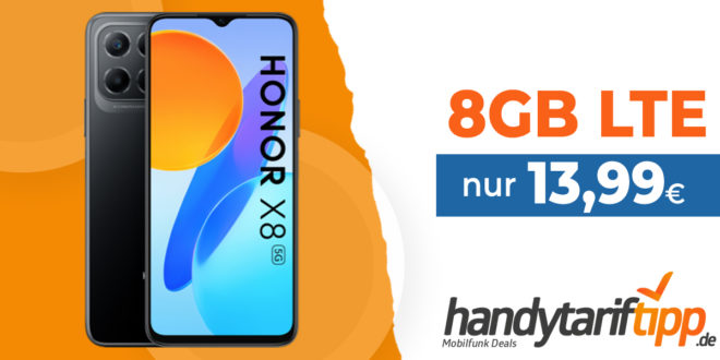 Honor X8 5G mit 8 GB LTE nur 13,99€ monatlich - nur 25 Euro Zuzahlung und kein Anschlusspreis