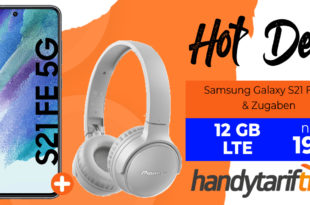 Samsung Galaxy S21 FE 5G & Pioneer Overear Kopfhörer & McAfee LiveSafe Attach mit 12GB LTE nur 19,99€ monatlich - nur 1 Euro Zuzahlung