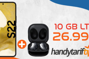 Samsung Galaxy S22 5G Enterprise Edition & Samsung Galaxy Buds Live mit 10GB LTE nur 26,99€ monatlich