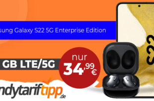 Samsung Galaxy S22 5G Enterprise Edition & Samsung Galaxy Buds Live mit 40 GB LTE5G nur 34,99€ monatlich