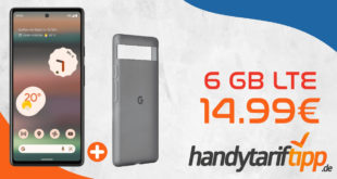 Google Pixel 6a & Case mit 6GB LTE nur 14,99€ monatlich - nur 19 Euro Zuzahlung.