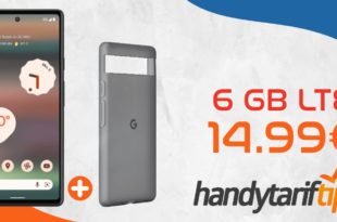 Google Pixel 6a & Case mit 6GB LTE nur 14,99€ monatlich - nur 19 Euro Zuzahlung.