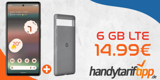 Google Pixel 6a & Case mit 6GB LTE nur 14,99€ monatlich - nur 19 Euro Zuzahlung.