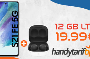 Samsung Galaxy S21 FE 5G & Samsung Galaxy Buds2 mit 12GB LTE nur 19,99 Euro monatlich - nur 1 Euro Zuzahlung