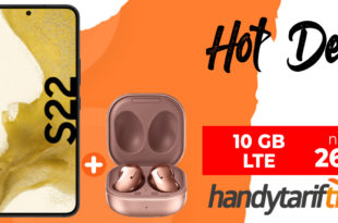 Samsung Galaxy S22 5G & Samsung Galaxy Buds Live mit 10GB LTE nur 26,99€ monatlich