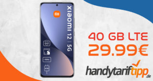 Xiaomi 12 & 100€ Wechselbonus mit 40GB LTE5G nur 29,99 Euro monatlich