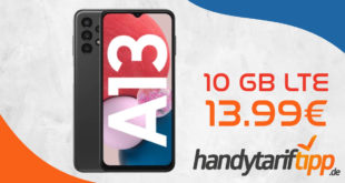 Samsung Galaxy A13 mit 10GB LTE nur 13,99 Euro - nur 1 Euro Zuzahlung und kein Anschlusspreis