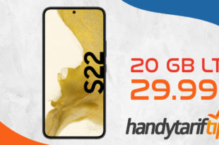 Samsung Galaxy S22 5G & 100€ Wechselbonus mit 20GB 5GLTE nur 29,99 Euro monatlich