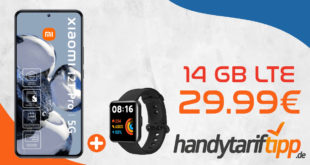 Xiaomi 12T Pro & Xiaomi Redmi Watch 2 Lite & 50€ Wechselbonus mit 14GB LTE nur 29,99 Euro monatlich