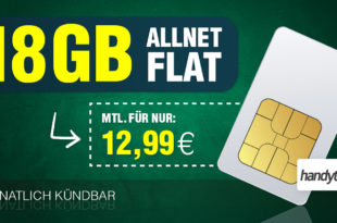 Monatlich kündbar - Allnet Flat 18GB LTE nur 12,99€Monat
