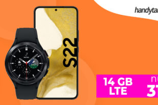 Samsung Galaxy S22 5G & Samsung Galaxy Watch4 & 50€ Wechselbonus mit 14GB LTE nur 31,99 Euro monatlich