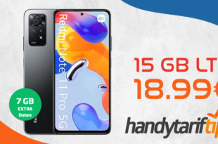 Xiaomi Redmi Note 11 Pro 5G mit 15GB LTE nur 18,99 Euro monatlich - nur 1 Euro Zuzahlung und kein Anschlusspreis