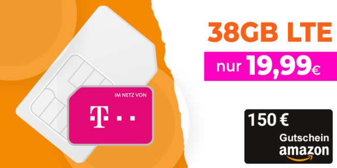 38 GB LTE Internet-Flatrate & 100€ Wechselbonus & 150 Euro Amazon Gutschein für 19,99 Euro monatlich
