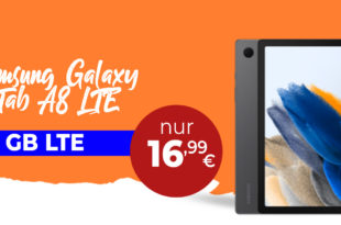 Samsung Galaxy Tab A8 LTE mit 10 GB nur 16,99 Euro monatlich - nur 1 Euro Zuzahlung und kein Anschlusspreis