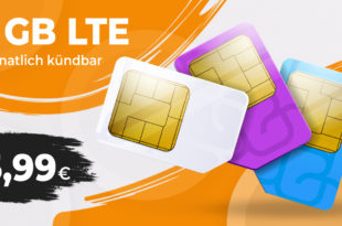 Monatlich kündbar - 7GB LTE nur 5,99€ - 16GB LTE nur 9,99€ und 22GB LTE nur 11,99€ monatlich
