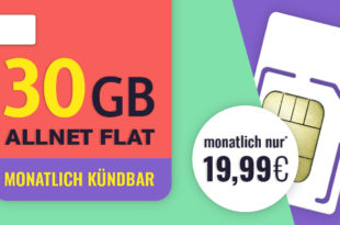 Monatlich kündbar - Allnet-Flat 30 GB LTE nur 19,99 Euro monatlich