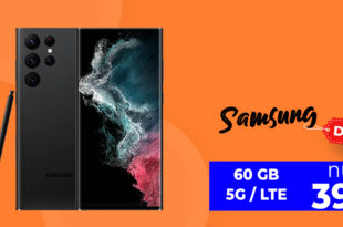 Samsung Galaxy S22 Ultra -256GB Version- für einmalig 199 Euro & 100 Euro Wechselbonus mit 60GB LTE5G nur 39,99 Euro monatlich + 12 Monate Disney+ geschenkt