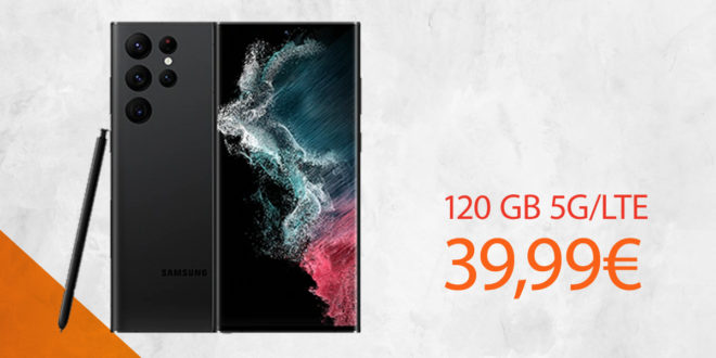 Samsung Galaxy S22 Ultra -512GB Version - für einmalig 299 Euro mit 120GB LTE5G für nur 39,99 Euro monatlich