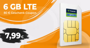 TELEFONICA green LTE 6GB Spezial & 80 Euro Geschenk-Coupon für 7,99 Euro monatlich