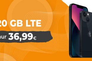 Apple iPhone 13 für einmalig 99 Euro & 50€ Wechselbonus mit 20GB LTE nur 36,99 Euro monatlich - kein Anschlusspreis