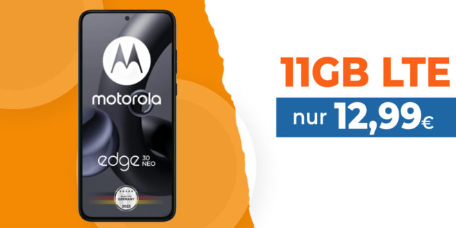 Motorola Edge 30 Neo & 30€ Wechselbonus mit 11GB LTE nur 12,99 Euro monatlich