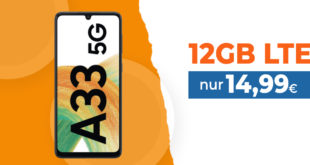 Samsung Galaxy A33 5G für einmalig 49 Euro mit 12GB LTE nur 14,99 Euro monatlich