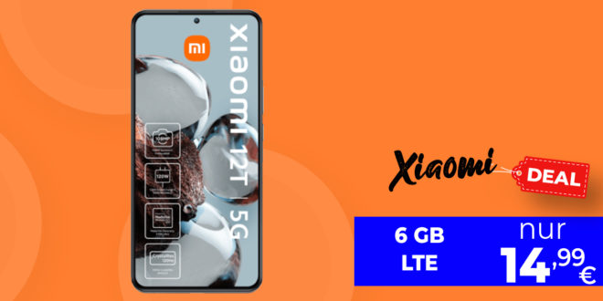 Xiaomi 12T für einmalig 33 Euro mit 6GB LTE nur 14,99 Euro monatlich