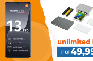 Xiaomi 13 Pro 5G & Xiaomi Instant Photo-Printer 1S Set für einmalig 69 Euro mit unlimited LTE5G für 49,99 Euro monatlich