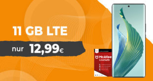 Honor Magic 5 Lite 5G für einmalig 29 Euro mit McAfee LiveSafe Attach & 30€ Wechselbonus mit 11GB LTE nur 12,99 Euro monatlich