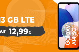 Samsung Galaxy A14 5G & 30€ Wechselbonus mit 13GB LTE nur 12,99 Euro monatlich - nur 1 Euro Zuzahlung