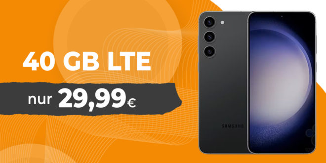 Samsung Galaxy S23 -256GB Version- für einmalig 249 Euro mit 40GB LTE5G nur 29,99 Euro monatlich