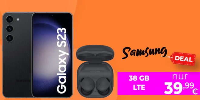 Samsung Galaxy S23 5G & Galaxy Buds2 Pro für einmalig 79 Euro mit 50€ Wechselbonus und 38GB LTE nur 39,99 Euro monatlich