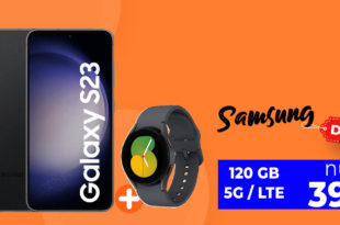 Samsung Galaxy S23 5G & Samsung Galaxy Watch5 für einmalig 111 Euro mit 120 GB LTE5G nur 39,99 Euro monatlich