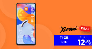 Xiaomi Redmi Note 11 Pro 5G für einmalig nur 29 Euro mit 30€ Wechselbonus und 11GB LTE nur 12,99€ monatlich