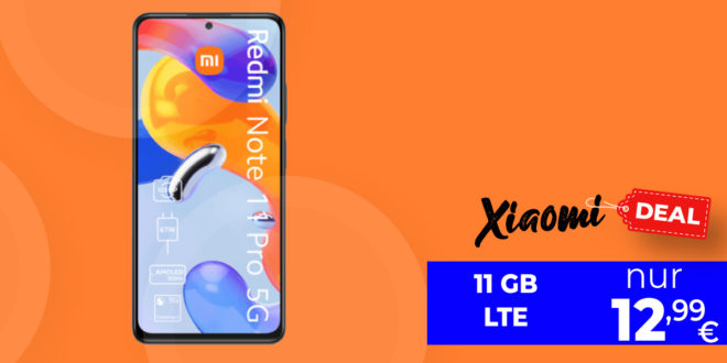 Xiaomi Redmi Note 11 Pro 5G für einmalig nur 29 Euro mit 30€ Wechselbonus und 11GB LTE nur 12,99€ monatlich
