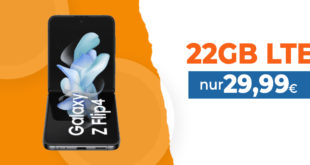 Samsung Galaxy Z Flip4 5G für einmalig 29 Euro mit 22GB LTE nur 29,99 Euro monatlich