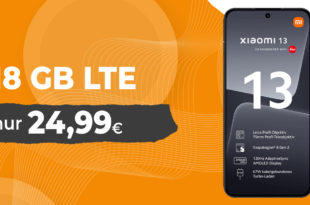 Weekenddeal - Xiaomi 13 5G für einmalig 99 Euro mit 18GB LTE nur 24,99 Euro monatlich