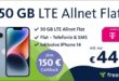 Apple iPhone 14 mit 50GB LTE & 150€ Cashback nur 44,99 Euro monatlich - nur 49 Euro Zuzahlung