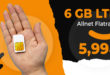 Monatlich kündbar - 6GB LTE Allnet Flat nur 5,99 Euro monatlich