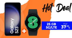 Samsung Galaxy S23 5G & Galaxy Watch4 für einmalig 149 Euro mit 25GB LTE5G nur 37,99 Euro monatlich