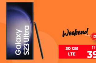 Weekend-Deal - Samsung Galaxy S23 Ultra 256GB für einmalig 222 Euro mit 50€ Wechselbonus und 30GB LTE nur 39,99 Euro monatlich