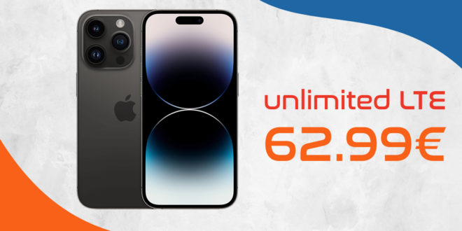 Apple iPhone 14 Pro mit unlimited LT5G für 62,99 Euro monatlich