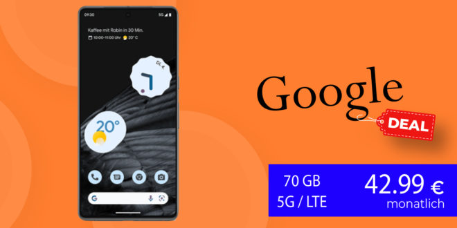 Google Pixel 7 Pro mit 70GB LTE5G nur 42,99 Euro monatlich - nur 29,99 Euro Zuzahlung