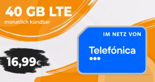 Monatlich kündbar - 25GB LTE nur 12,99 Euro und 40GB LTE nur 16,99 Euro monatlich
