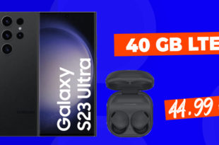Samsung Galaxy S23 Ultra & Samsung Galaxy Buds2 Pro für einmalig 239 Euro mit 50€ Wechselbonus und 40GB LTE nur 44,99 Euro monatlich