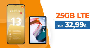 Xiaomi 13 5G & Xiaomi Redmi Pad für einmalig 77 Euro mit 25GB LTE5G nur 32,99 Euro monatlich