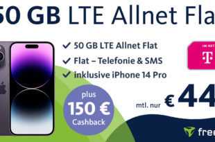 iPhone 14 Pro für einmalig 249,99 Euro mit 150€ Cashback und 50GB LTE Telekom nur 44,99 Euro