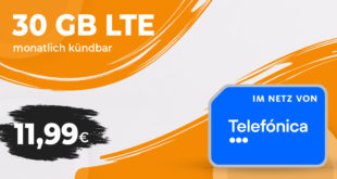 Monatlich kündbar - 30GB LTE Allnet Flat nur 11,99 Euro monatlich